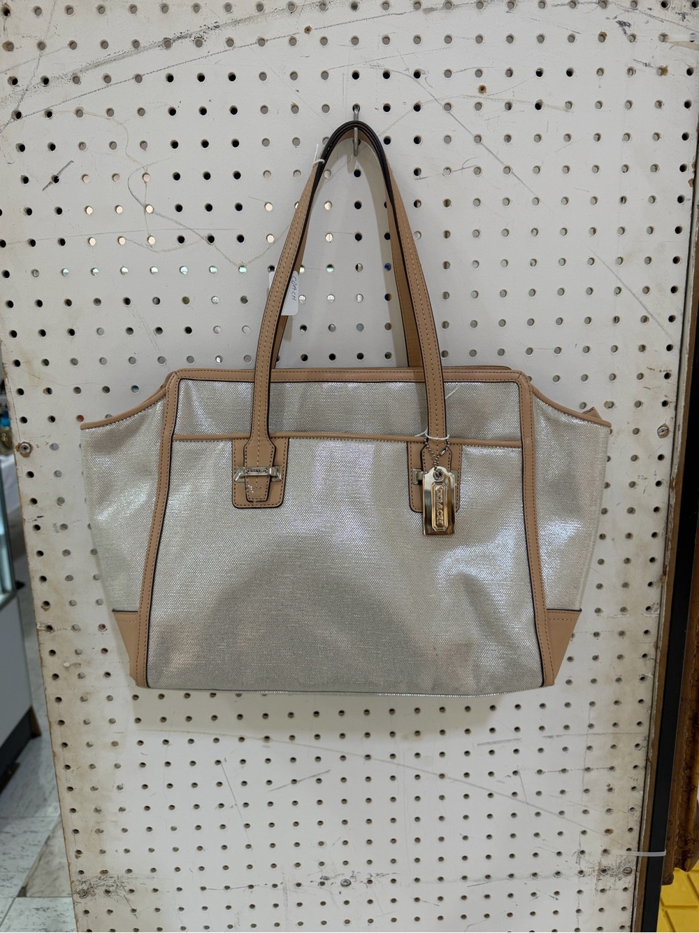 Coach Taylor Alexis Carryall Tote Satchel Bag Purse Silver Canvas NWOT